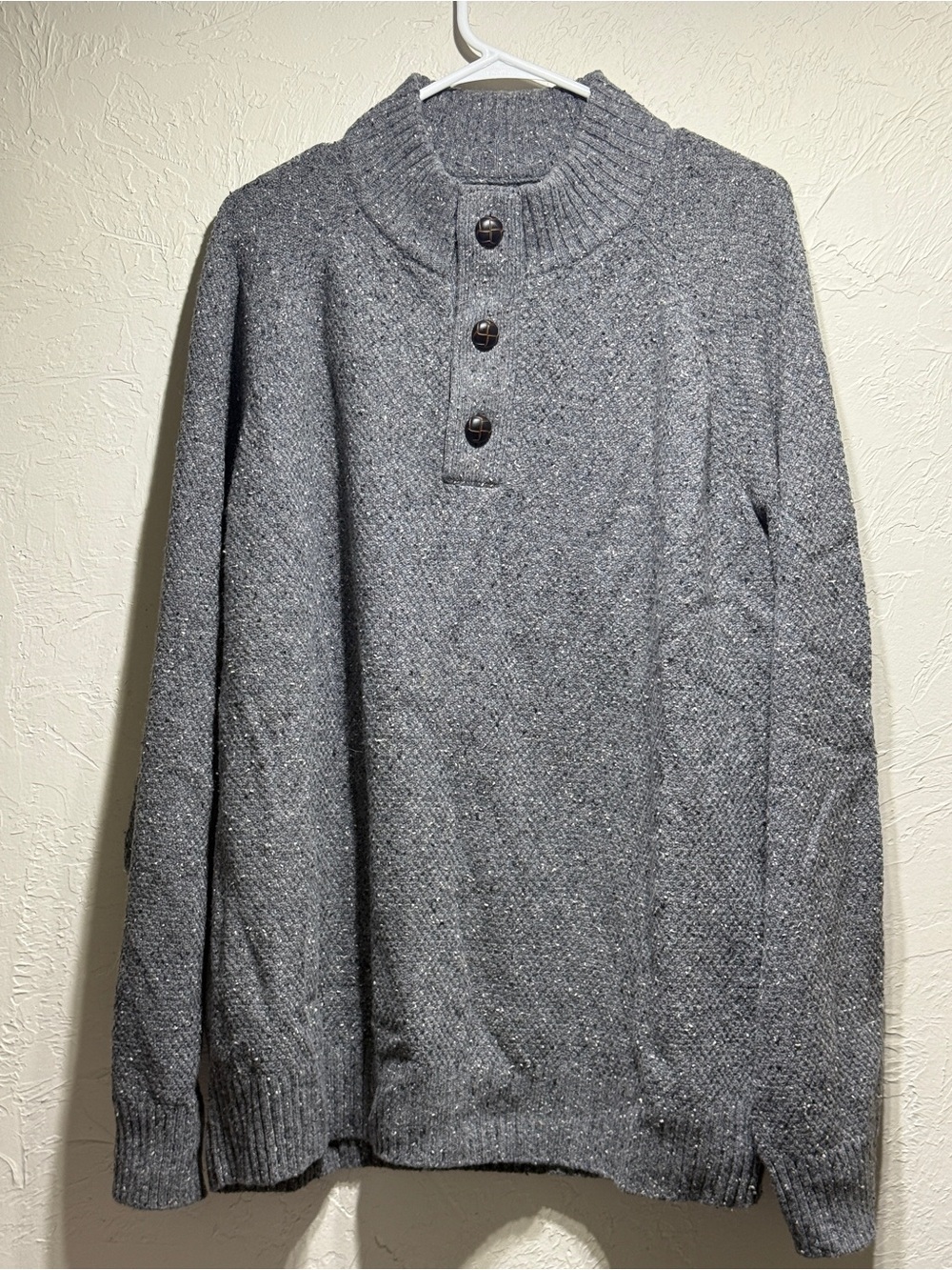 UntuckIT Men's 3-Button Marled Gray Lambswool/Nylon Sweater Size 3X